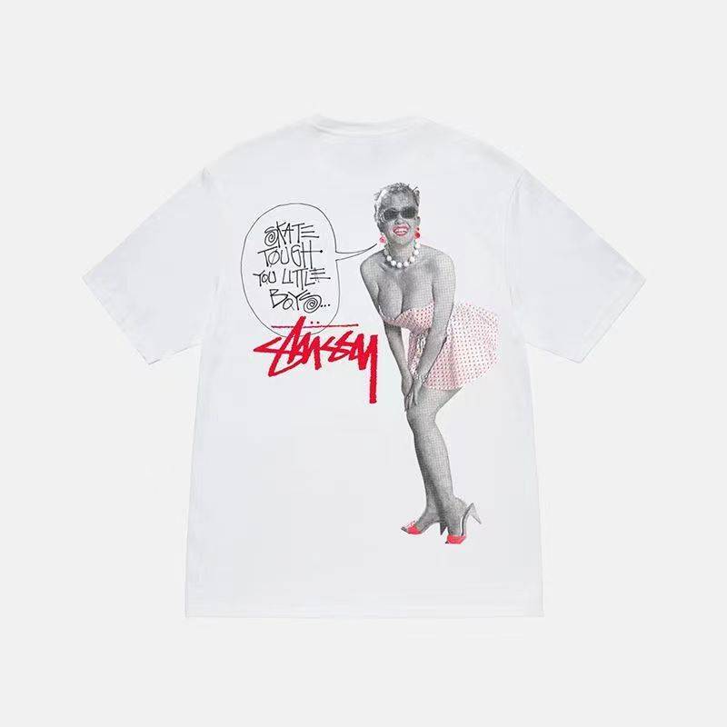 Vague 8 -ball angel short -sleeved T -shirt pure cotton half -sleeved pure cotton men and women same paragraph