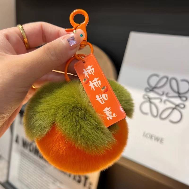 Plush balls Ruyi's persimmon keychain Pending good persimmons occurred in schoolbags, cute creative exquisite gifts