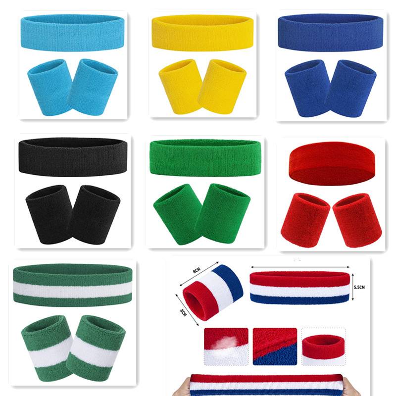 Fans sweat -sucking the wrist strap combined set of the student sports meeting head cover, hair hoop, men's and women's fitness wristband wrist