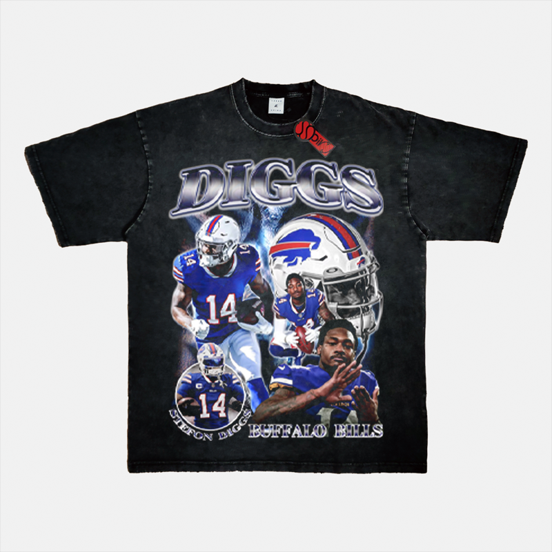 Rugby Diggs Diggs T -shirt NFL Star Printing American Short -sleeved Retro Small Hiphop top
