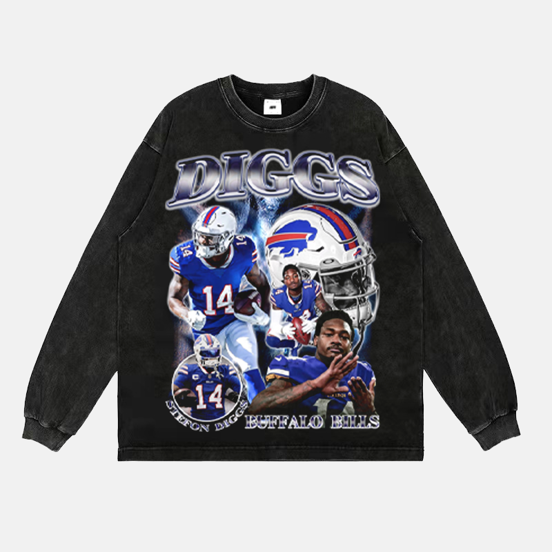 Rugby Diggs Diggs T -shirt NFL Star Printing American Short -sleeved Retro Small Hiphop top