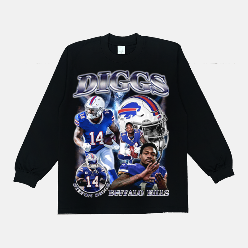 Rugby Diggs Diggs T -shirt NFL Star Printing American Short -sleeved Retro Small Hiphop top