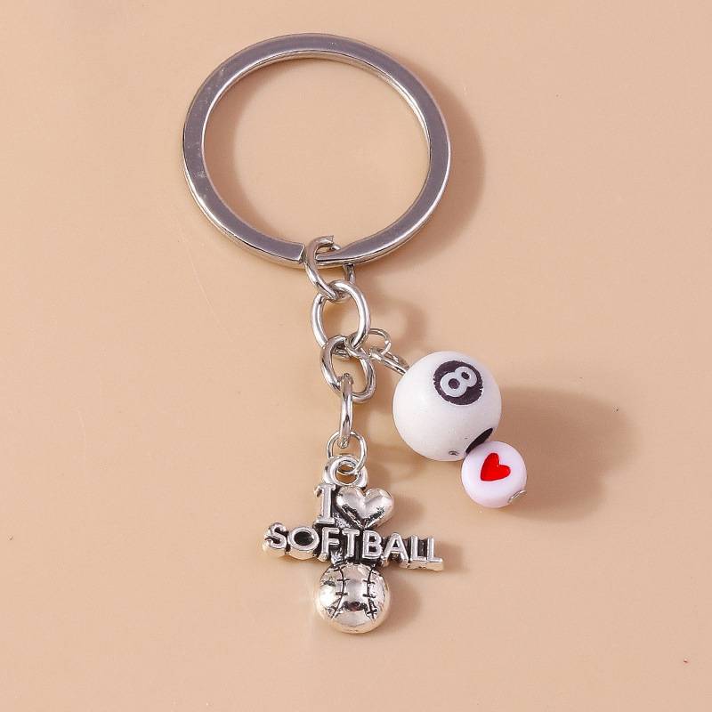 Creative Sports Balls Key Buckle Pebulsus Basketball Football Key Round Student Bag Student Bags Towing Children's Gifts