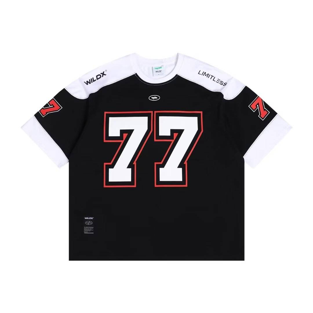 European and American style ice hockey short -sleeved T -shirt men's retro sports high street casual rugby uniform basketball hip -hop jersey shirt