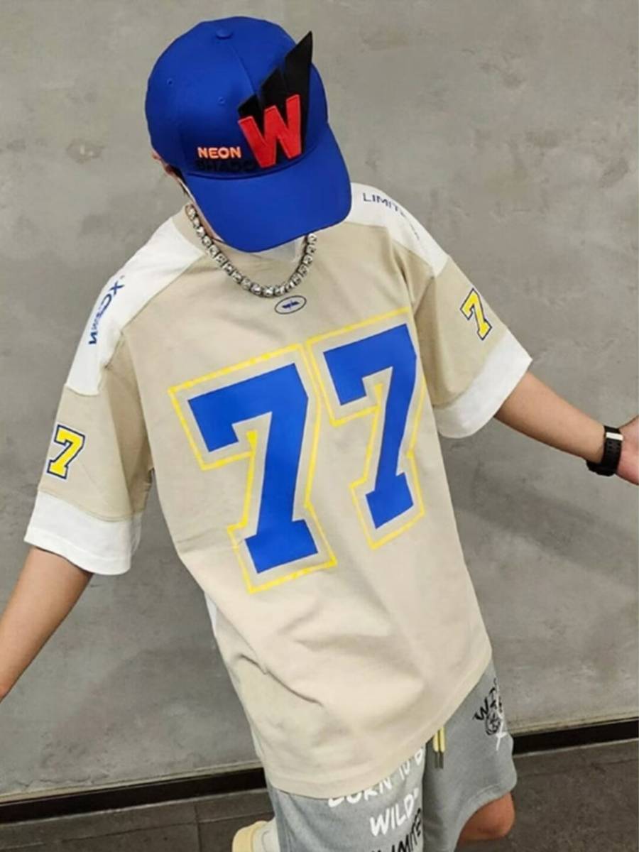 77 Ice Hockey Short Sleeve American Retro Sports Stitching Leisure Rugby Uniform Basketball Hip -Hop Jersey T -shirt Male Summer
