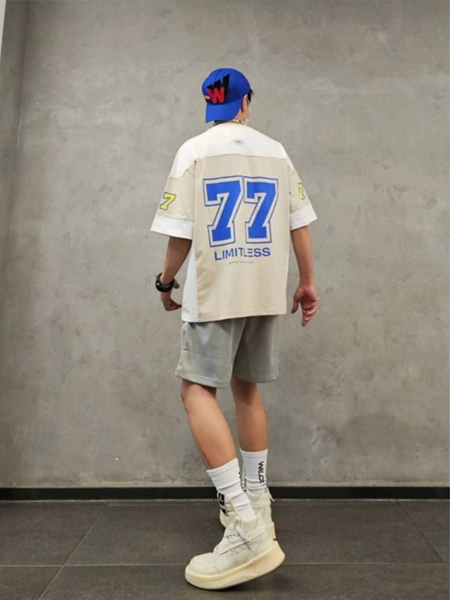 77 Ice Hockey Short Sleeve American Retro Sports Stitching Leisure Rugby Uniform Basketball Hip -Hop Jersey T -shirt Male Summer