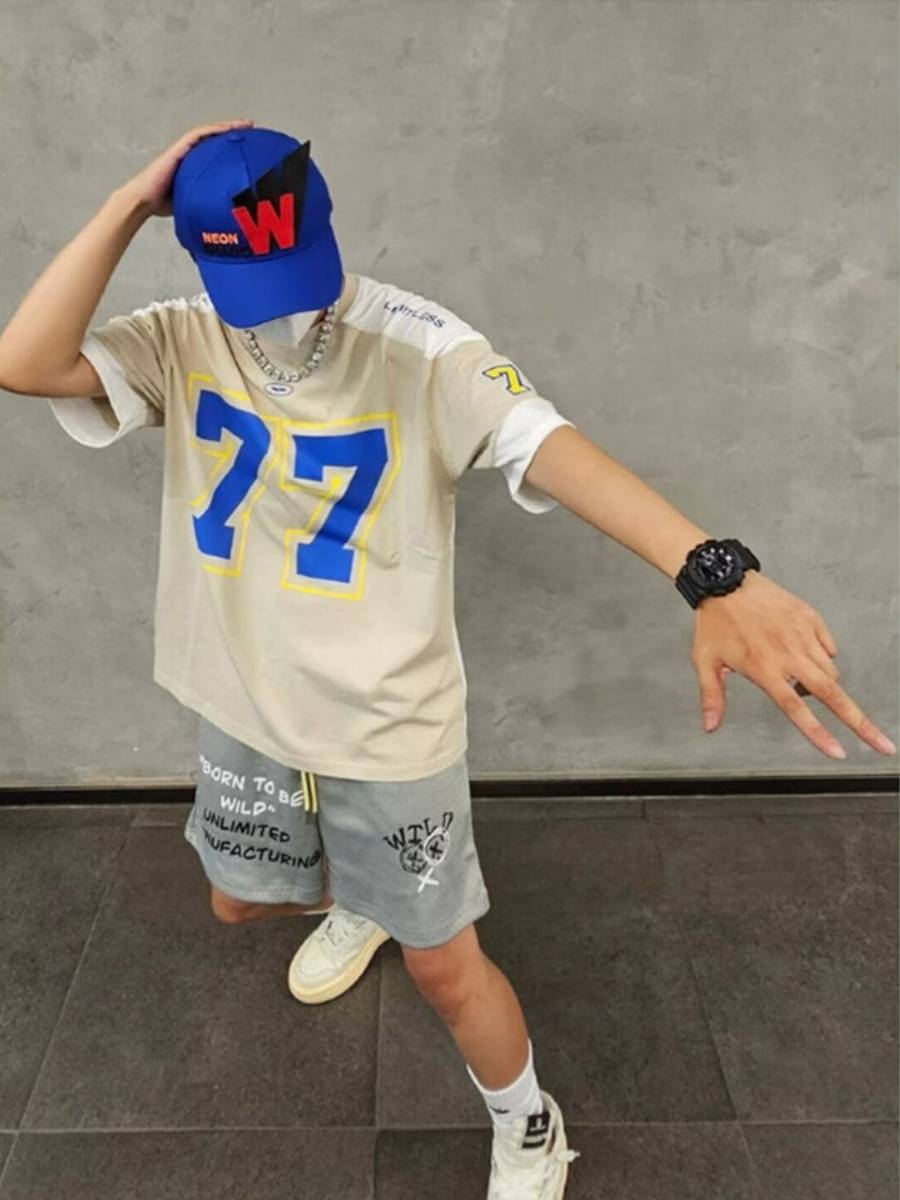 77 Ice Hockey Short Sleeve American Retro Sports Stitching Leisure Rugby Uniform Basketball Hip -Hop Jersey T -shirt Male Summer