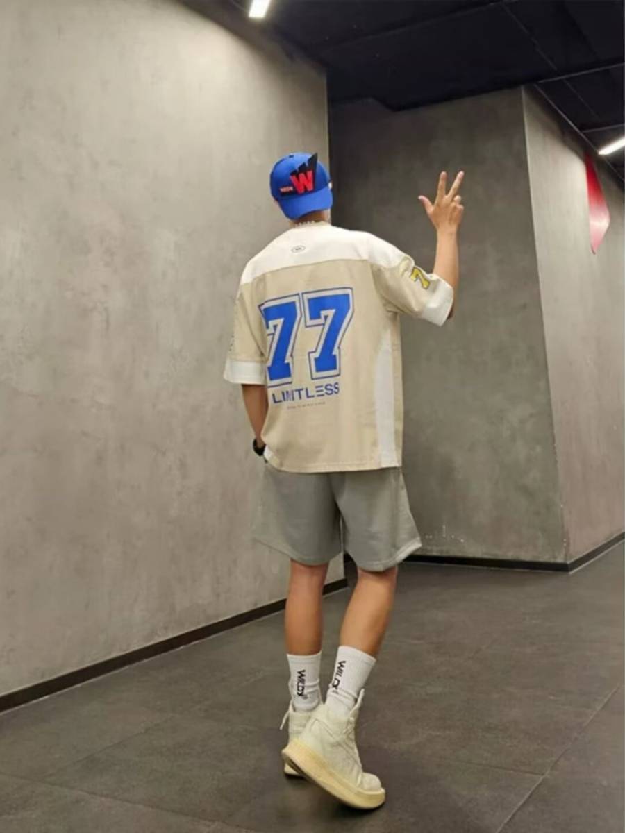 77 Ice Hockey Short Sleeve American Retro Sports Stitching Leisure Rugby Uniform Basketball Hip -Hop Jersey T -shirt Male Summer