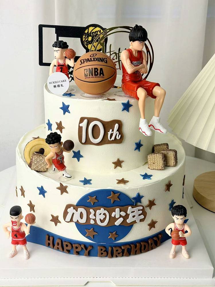 Basketball Football Cake Decoration Swing Net Red Basketball Basketball Sneakers Policy Birthday Dessert Plug -in