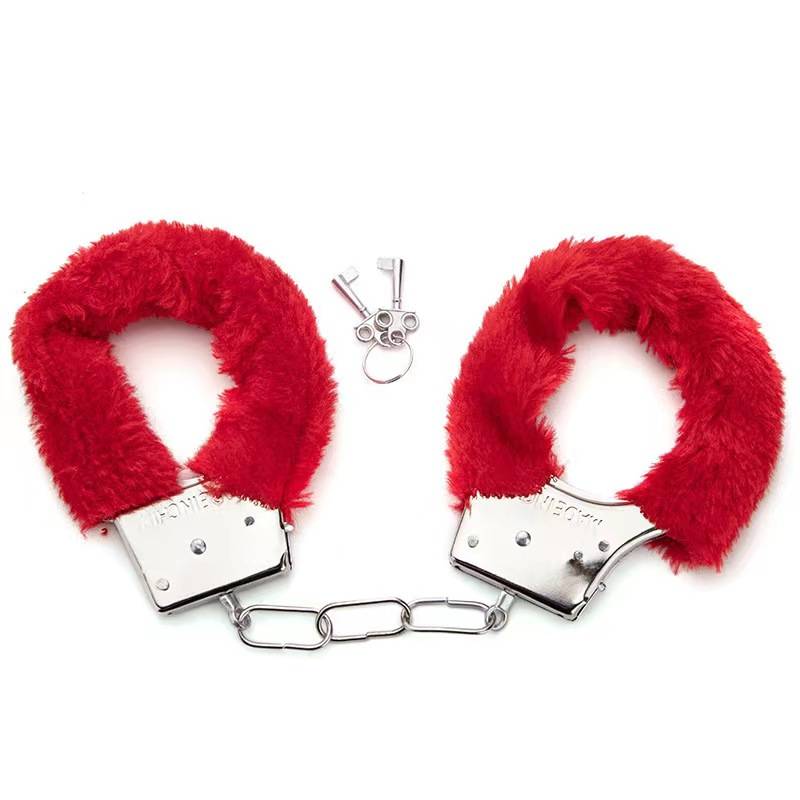 Thick metal handcuffs red