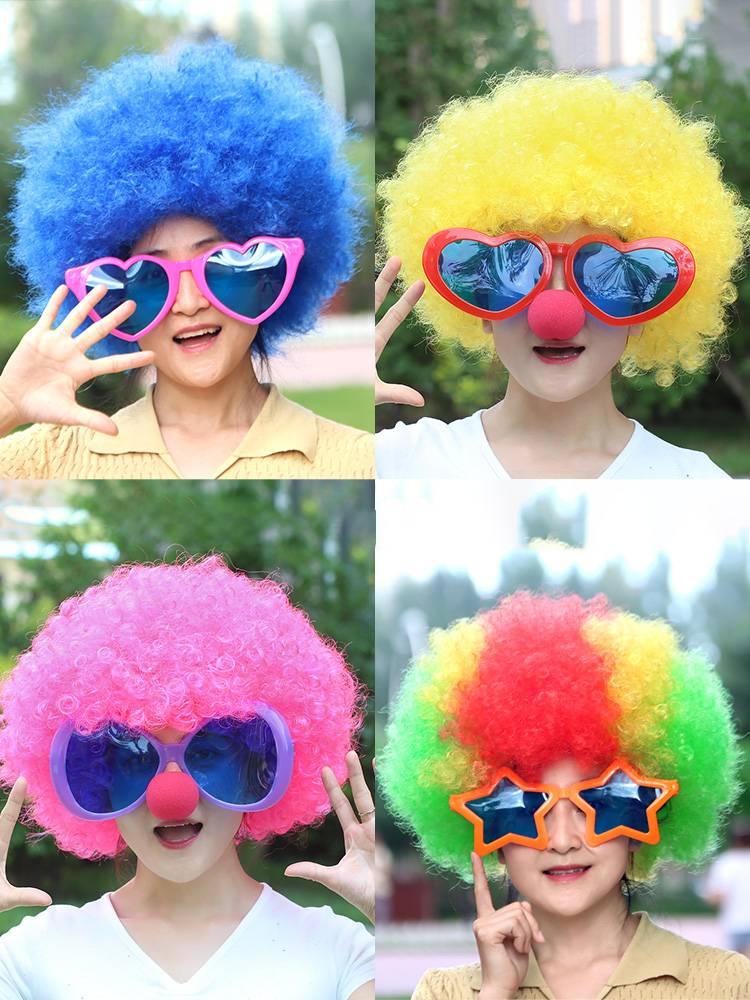 Fan Curse Top Clown Kindergarten Fluffy Performance Performance Funny Children's Performance Material Wigs