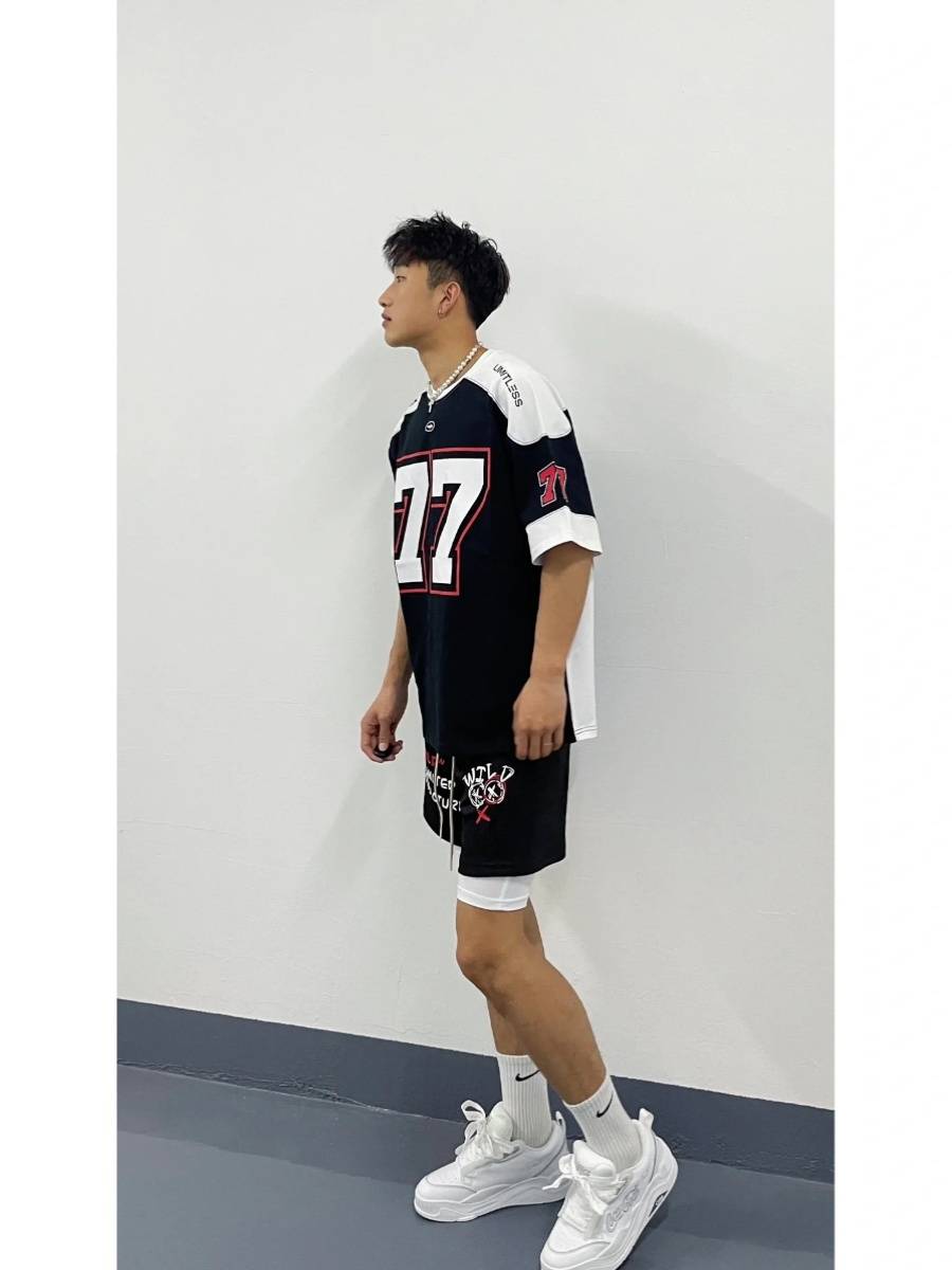 77 Ice Hockey Short Sleeve American Retro Sports Gaojie Casual Rugby Uniform Basketball Hip -Hop Jersey T -shirt Male