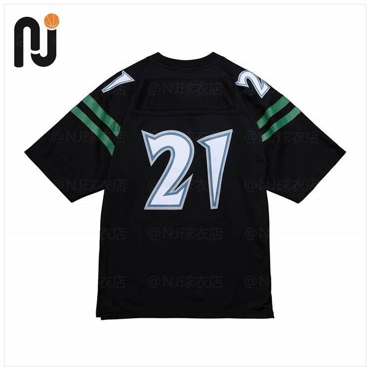 Mitchell & Net Mn Bull/Timberwolves and other American football rugby style short -sleeved T -shirts