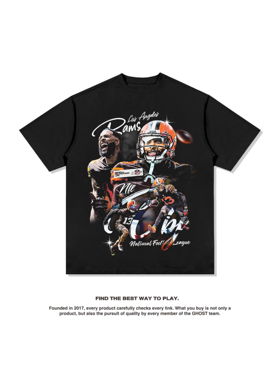 Bakerhamobj football star T-shirts on the streets of hip-hop t-shirts to wash old, pure cotton shorts