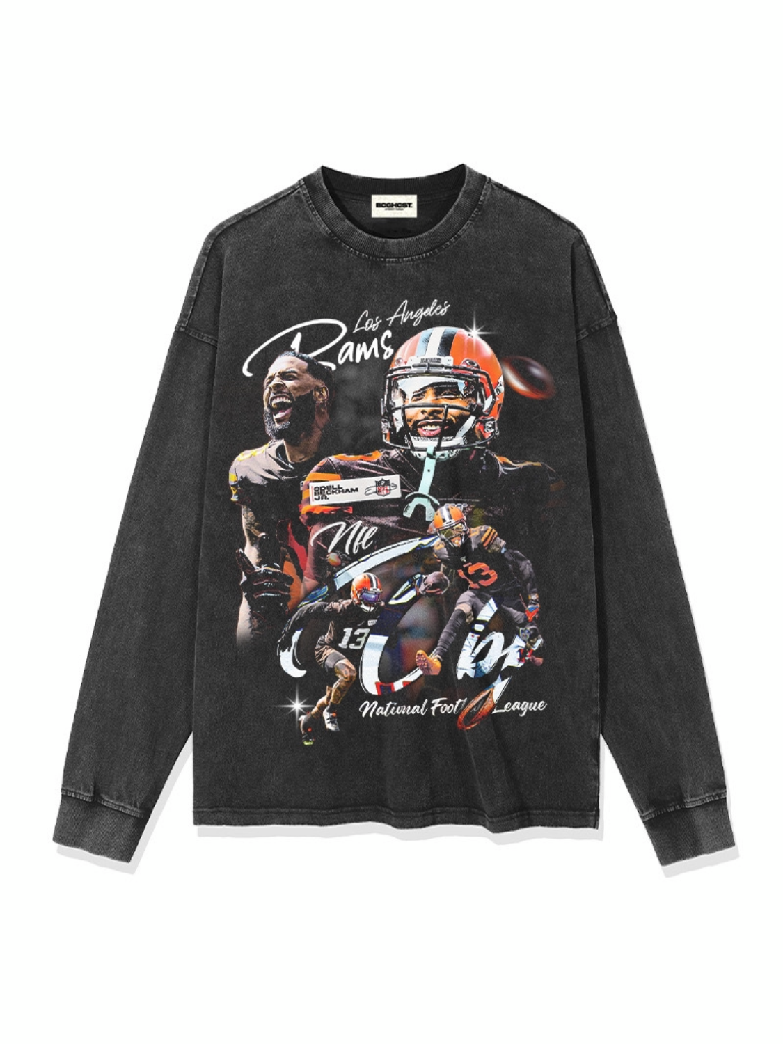 Bakerhamobj football star T-shirts on the streets of hip-hop t-shirts to wash old, pure cotton shorts