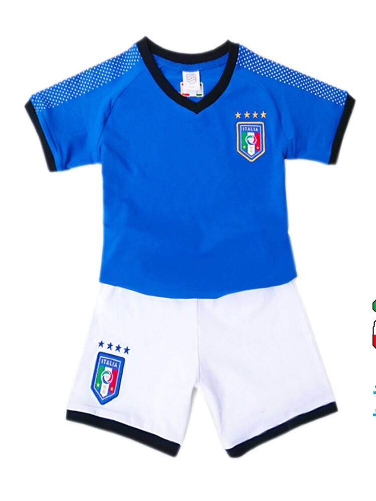 Pure cotton sweat -absorbent children's short -sleeved jersey football suit can be printed named Argentine Brazil Italy and Spain