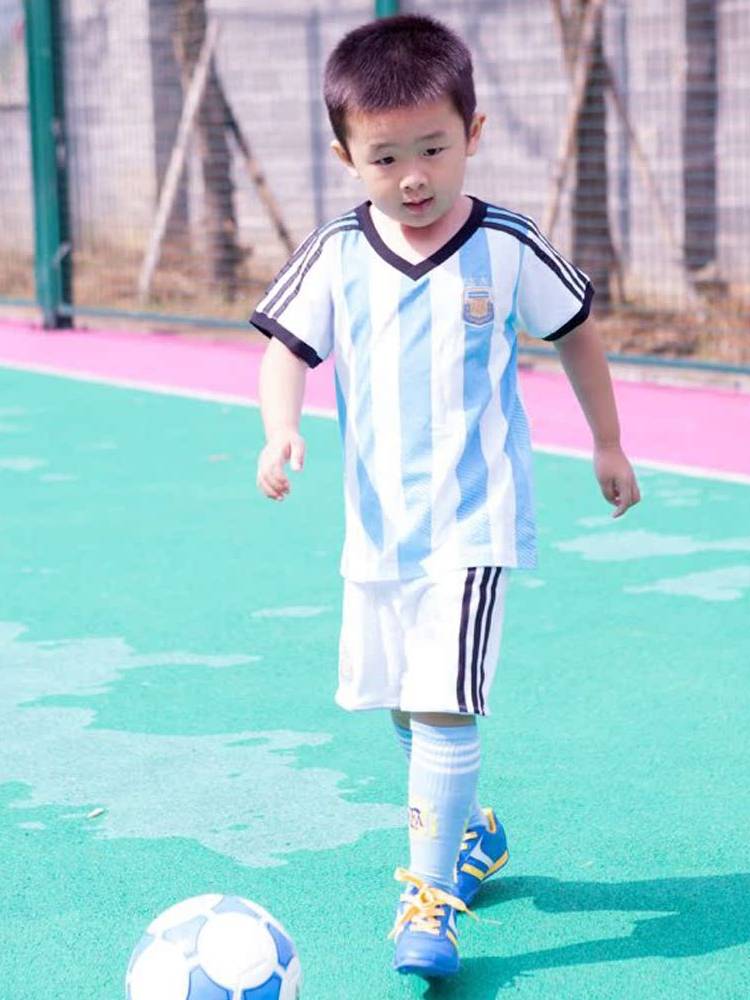 Pure cotton sweat -absorbent children's short -sleeved jersey football suit can be printed named Argentine Brazil Italy and Spain