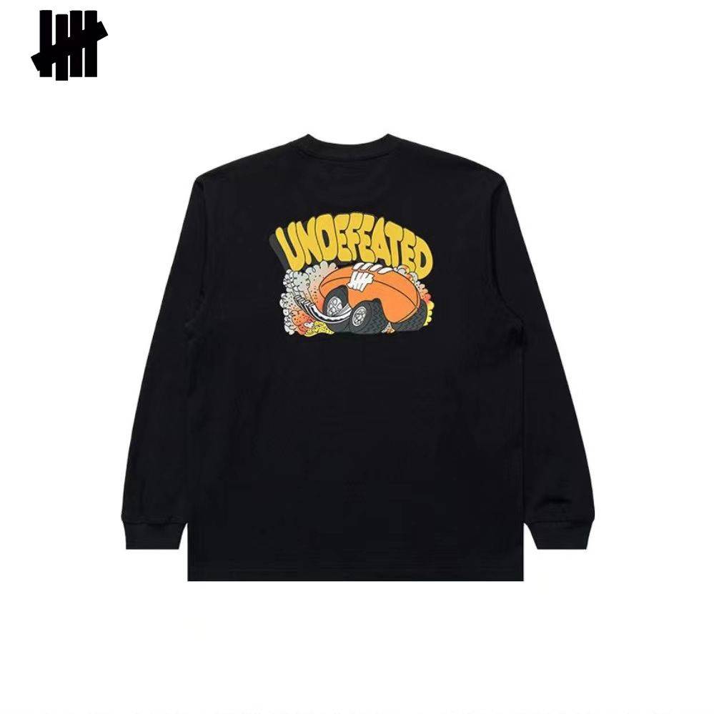 UNDEFEATED five bar classic loose and fun rugby design pattern patterns pure cotton long -sleeved T -shirt