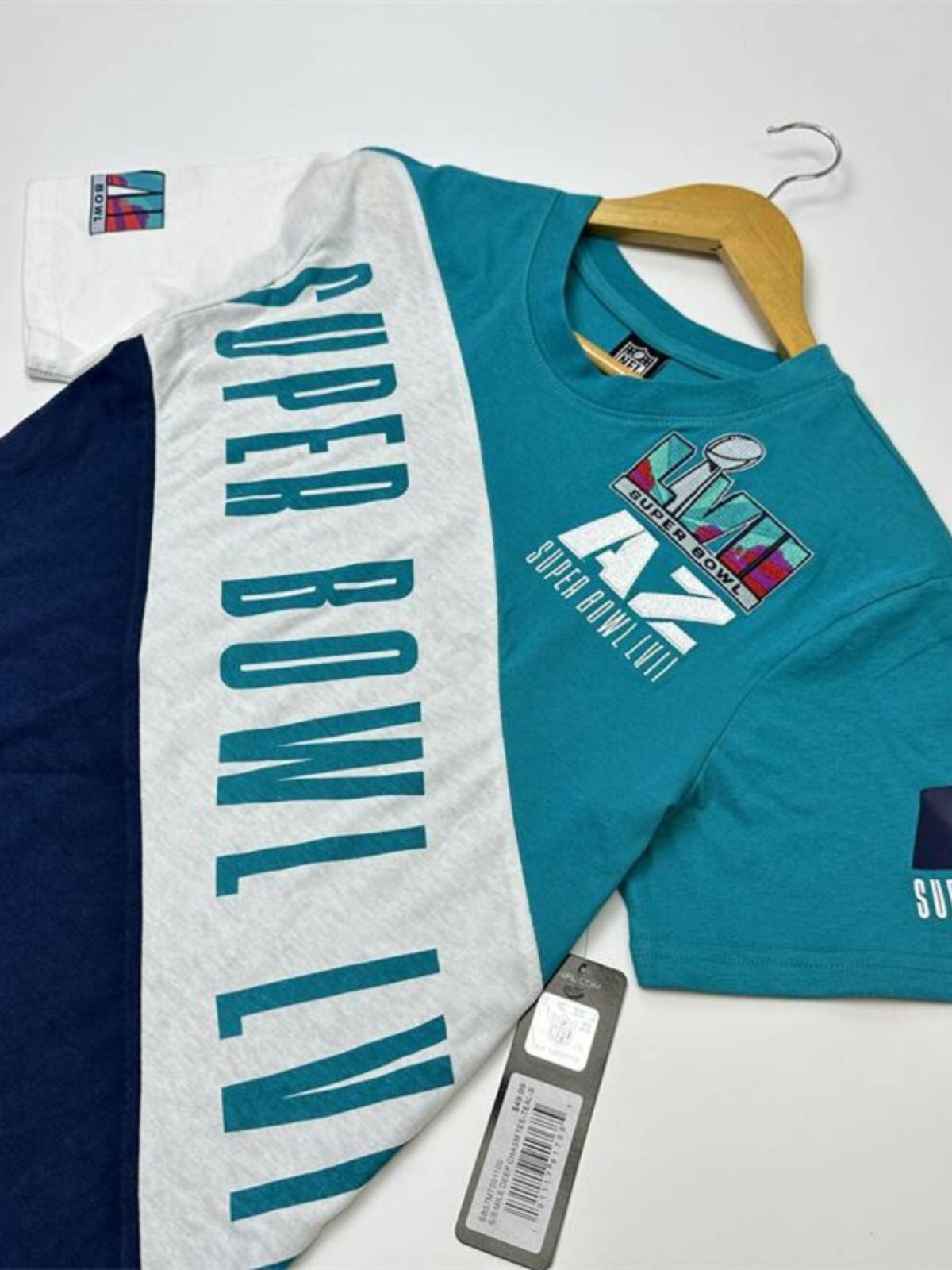 Tail Men's summer cotton round neck short -sleeved T -shirt three -color stitching large size embroidered rugby super bowl