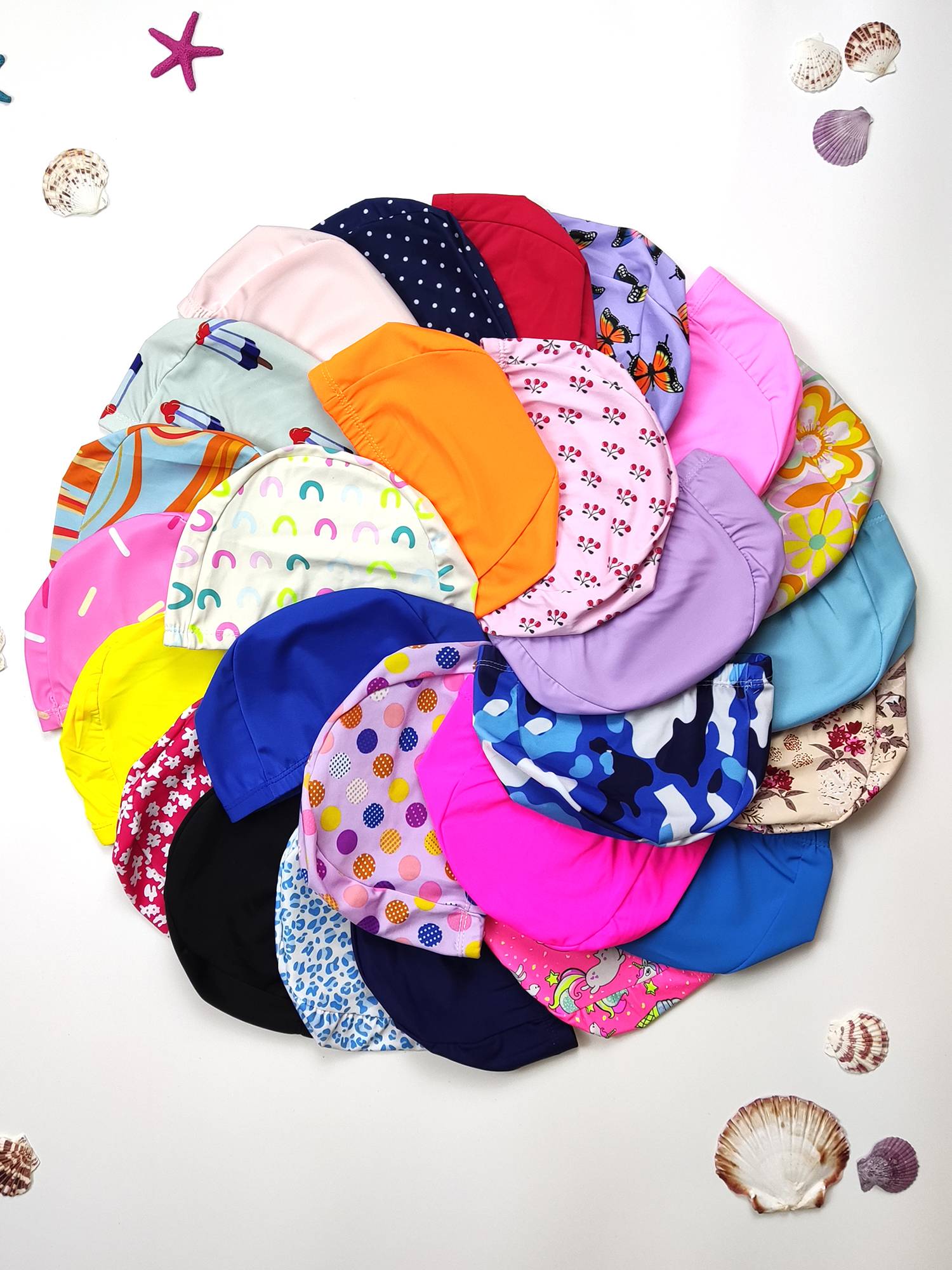 Swimming hat female long hair, large comfortable Boxel head male black flower color children custom logo cloth hat manufacturer direct sales