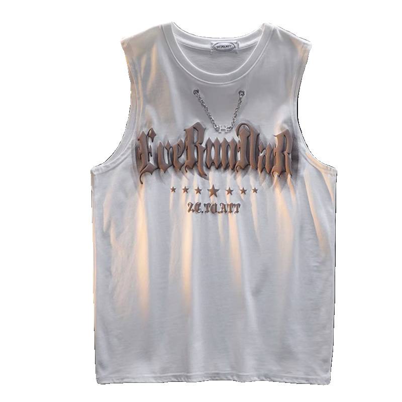 Olive green sleeveless T -shirt female hiphop tide brand American retro sports vest summer wears basketball shoulder top