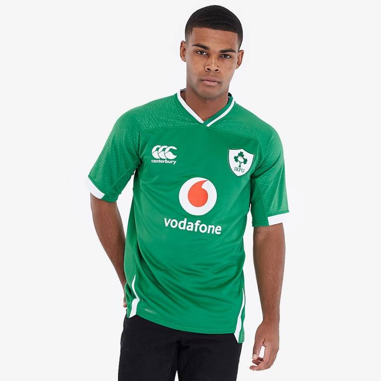 The new men's Ireland contrasting color stitching personality three -dimensional standard speed dry polyester V -neck short -sleeved rugby jersey