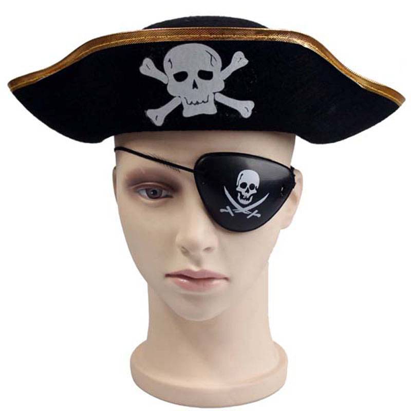 cosplay Caribbean Pirate Hat Pirate Knife Club Accessories Pirate Banner Eye Curdine Hand Scimitar Hat Plastic Gold Coin Proposa