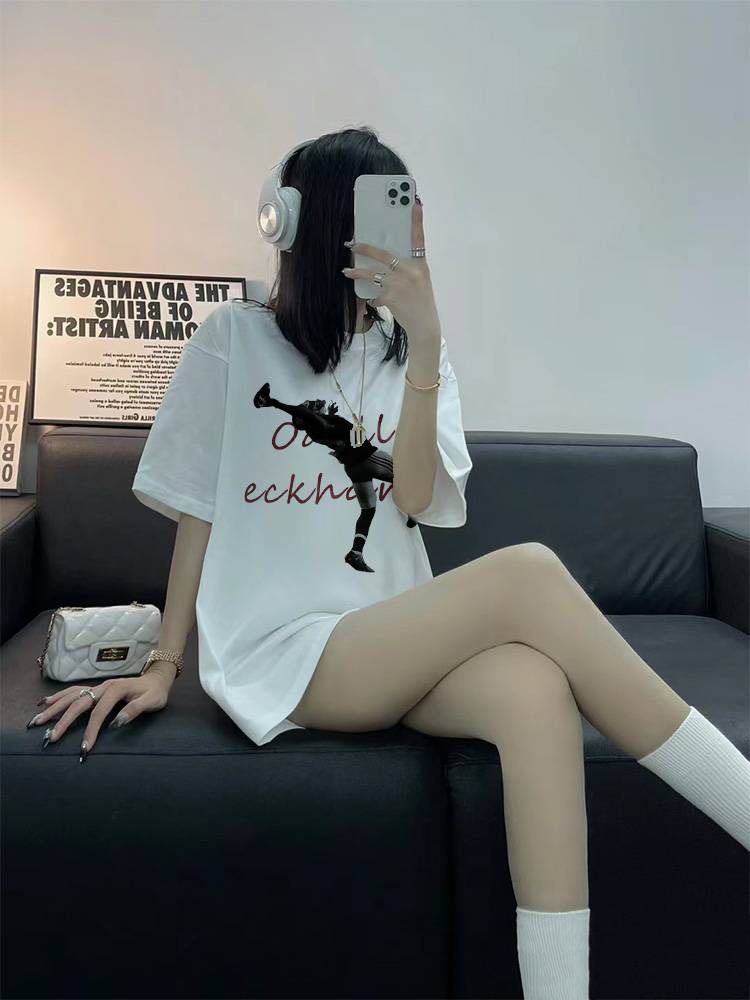 NFL star rugby American retro small neckline loose men and women short long -sleeved T -shirt vintage cotton