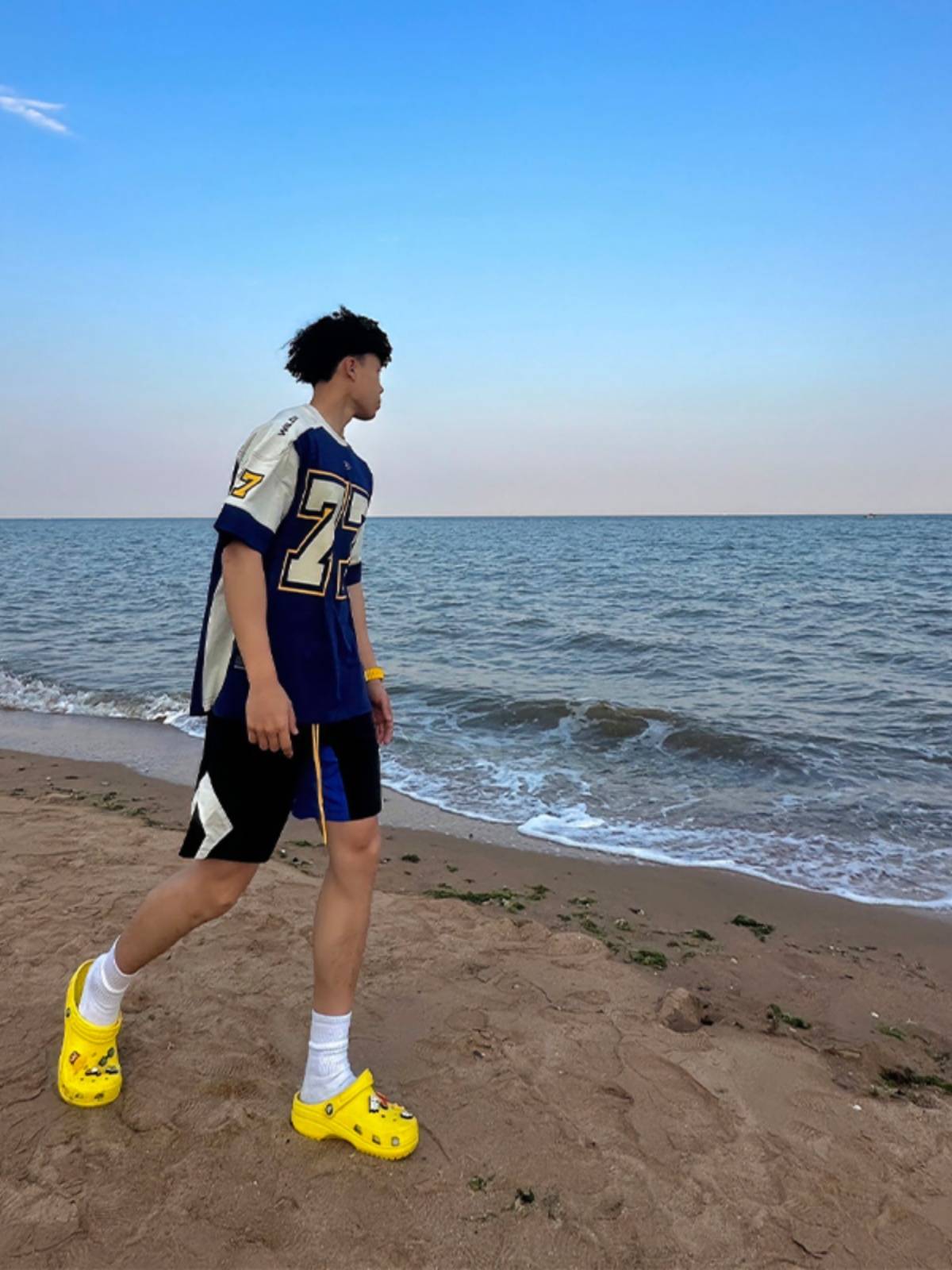 Wildx boys cool handsome wear set of summer American retro jersey wind T -shirt tide olive ice hockey clothing short sleeves