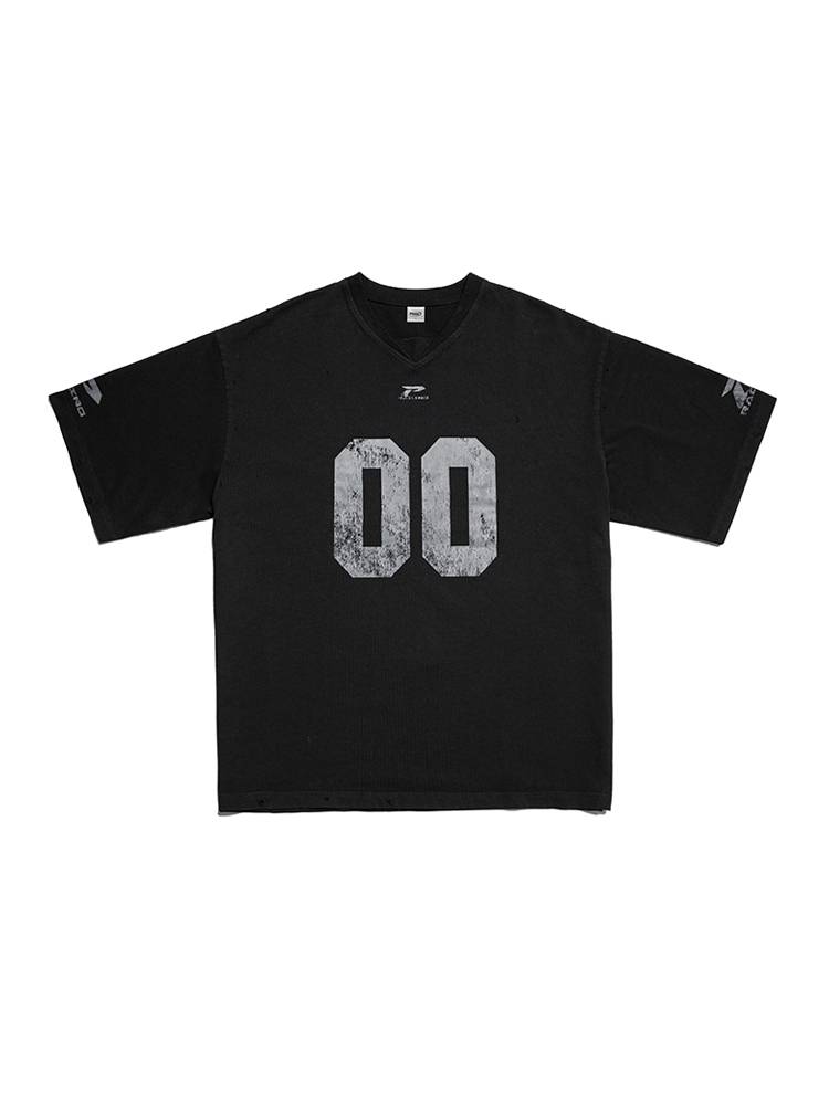 PMW 2024SS Retro Wash and Destroy Polying Barker Baseball Rugby Ice Hockey Dress Short -sleeved T -shirt