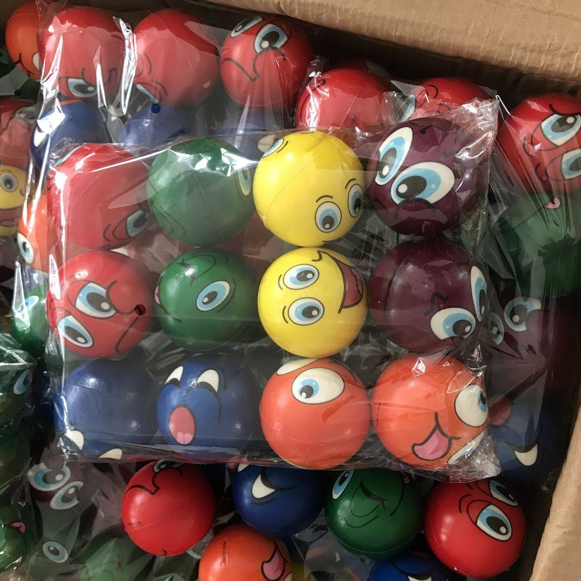 PU sponge solid soft ball smiley face various patterns children toy ball squeeze stressball gift ball elastic ball