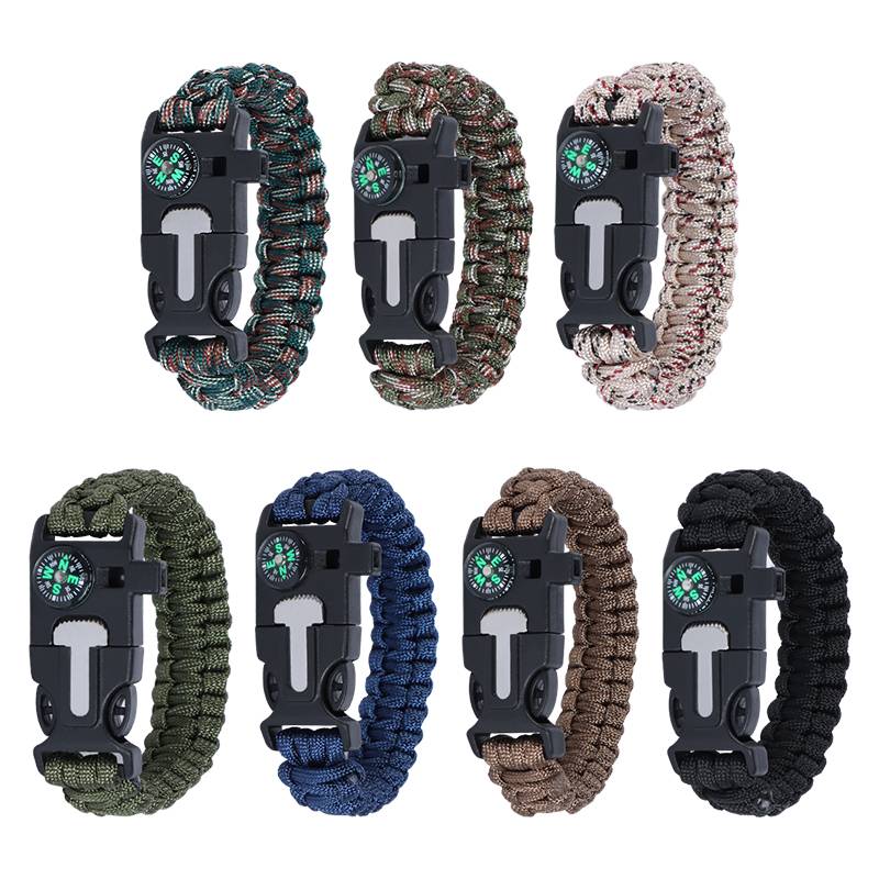 Multifunctional Survival bracelet 7 -core umbrella rope woven fire stone guideline needle bracelet safe rope bracelet for life whistle