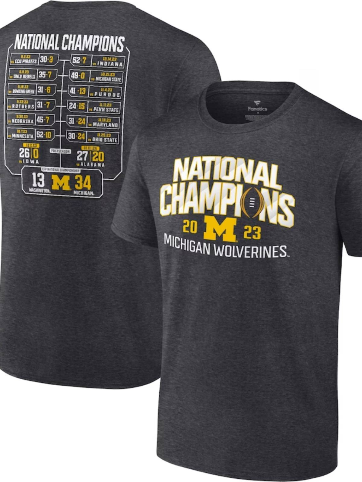 NCAA Michigan University Wolf Wolf Team CFP Rugby Champion Short -sleeved Men's Sports Casual Breath T -shirt
