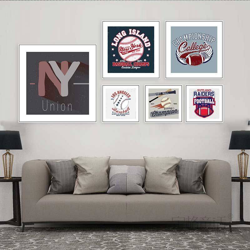 Baseball hanging painting sports products shop gymnasium American -style football rugby spherical ball children's room bedroom murals