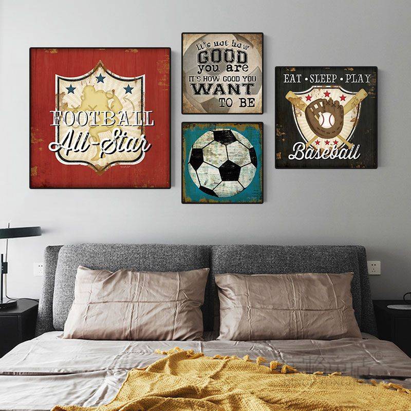 Basketball Football Hanging Painting Stadium Sports Room Decoration Painting Baseball Rugby American Poster Martial Arts