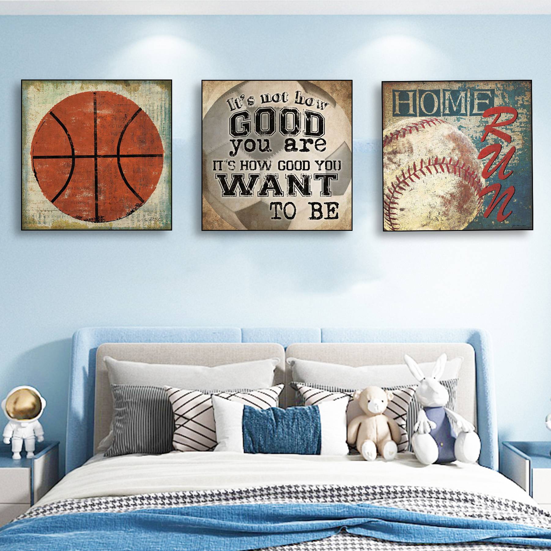 Basketball Football Hanging Painting Stadium Sports Room Decoration Painting Baseball Rugby American Poster Martial Arts
