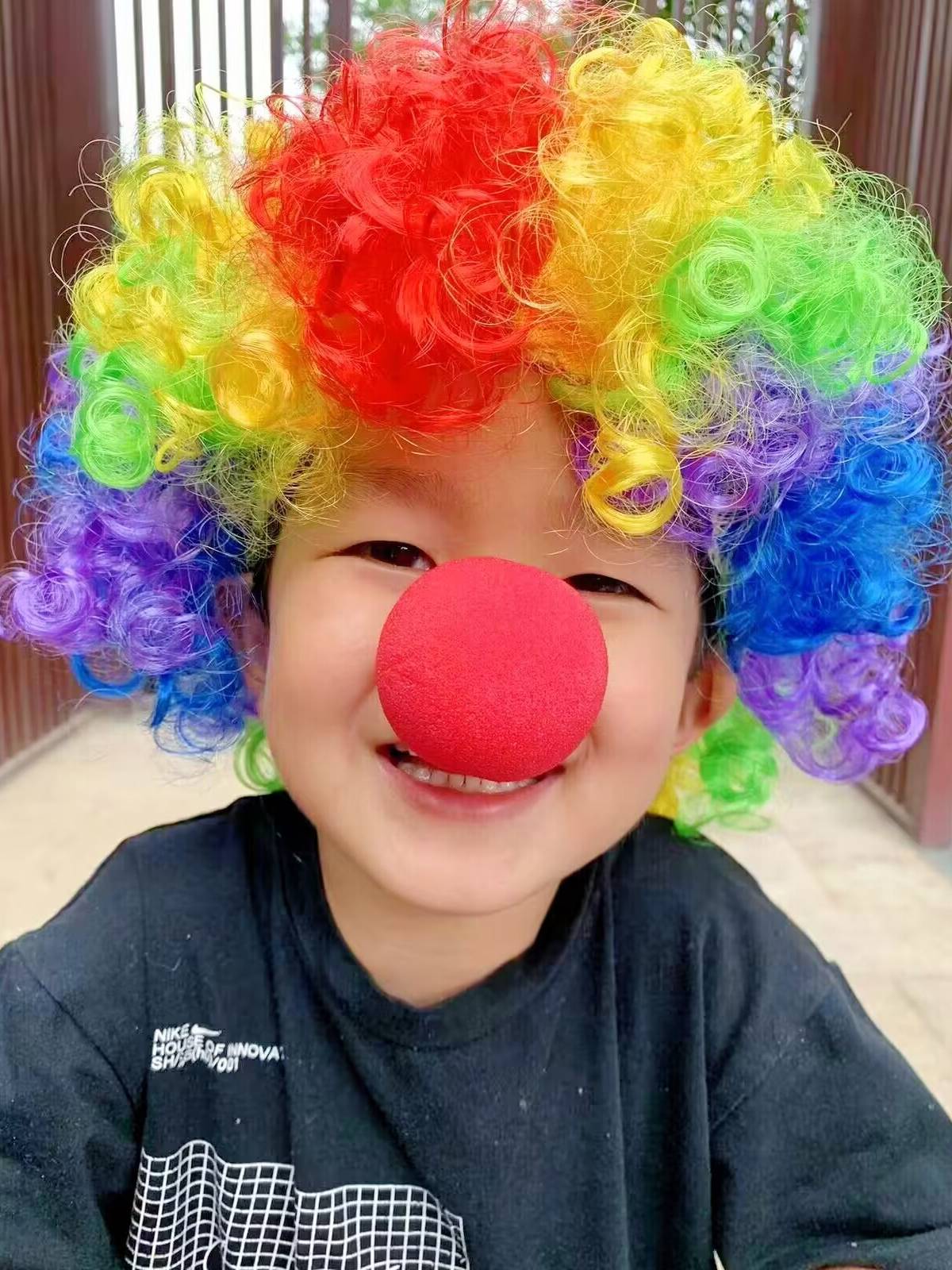 Children's wig color header explosion head clown hair kindergarten performance props funny hair set rainbow headdress