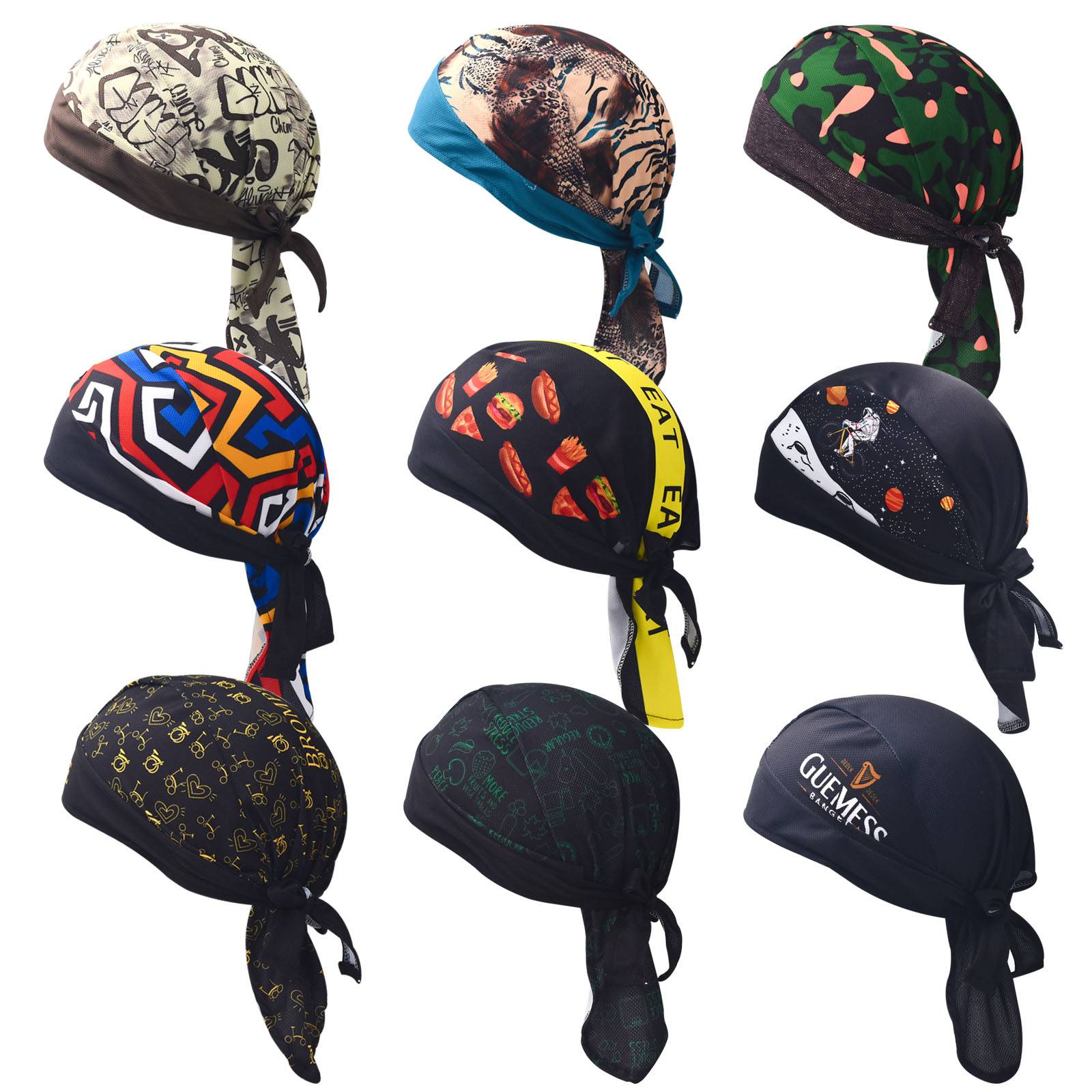 Summer ice silk pirate hat riding healthy hip -hop street dance basketball headscarf sweat and breathable sports Bao head hat