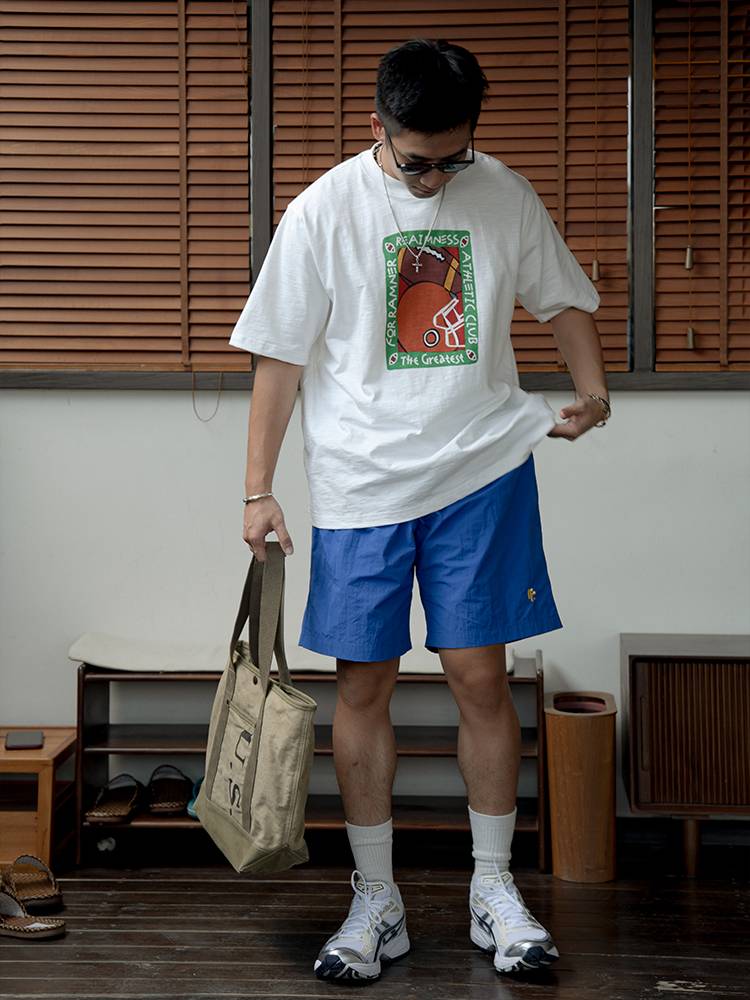 RR24SS rugby crayon painting bamboo cotton short -sleeved fall shoulder loose casual T -shirt men and women reaimness