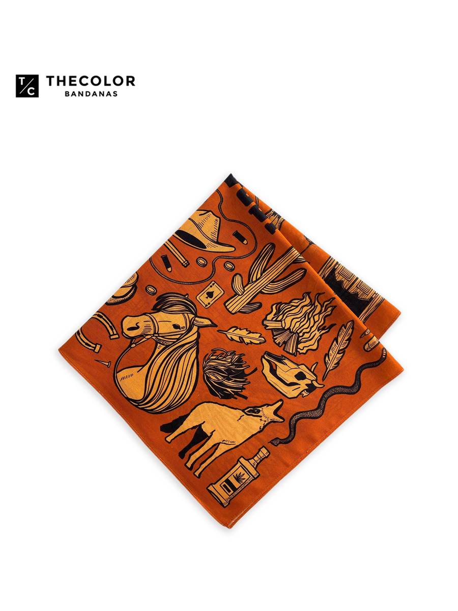 Thecolor bandana western denim square scarf American retro cotton scarf men's motorcycle hip -hop headscarf