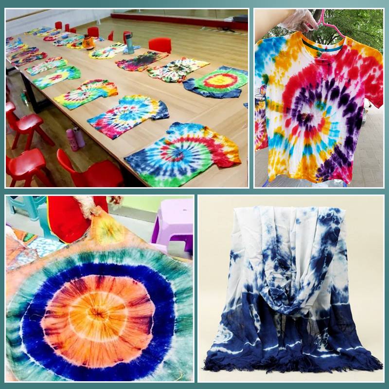 Tie -dye cloth top T -shirt female short -sleeved men's square scarf socks, children's scarf clothes canvas bag hair circles hats