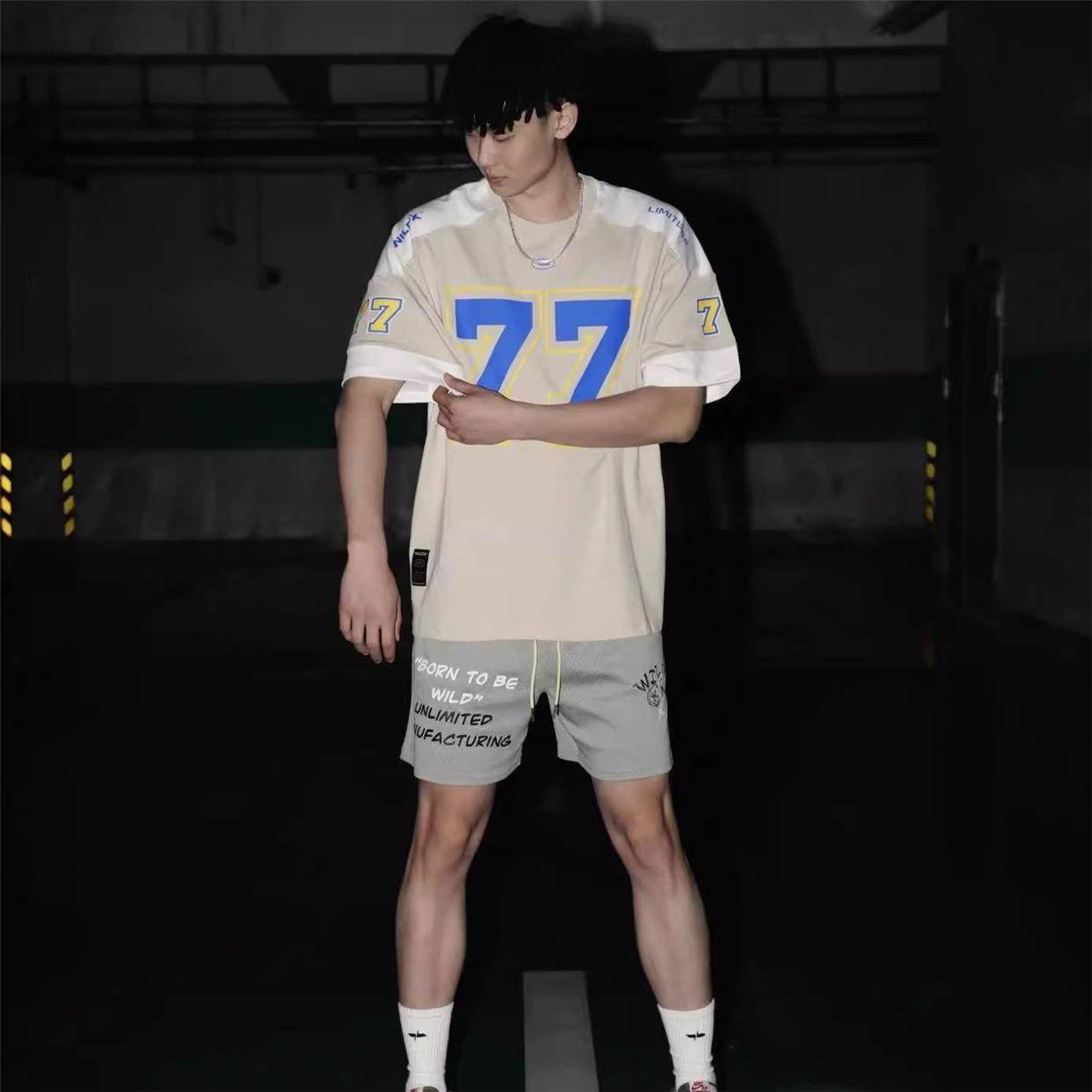 77 Ice Hockey Short Sleeve American Retro Sports Stitching Leisure Rugby Uniform Basketball Hip -Hop Jersey T -shirt Men and Women's Tide