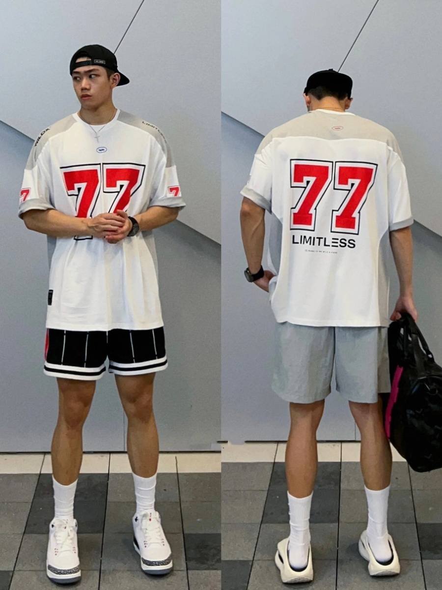 European and American style ice hockey short -sleeved T -shirt men's retro sports high street casual rugby uniform basketball hip -hop jersey shirt