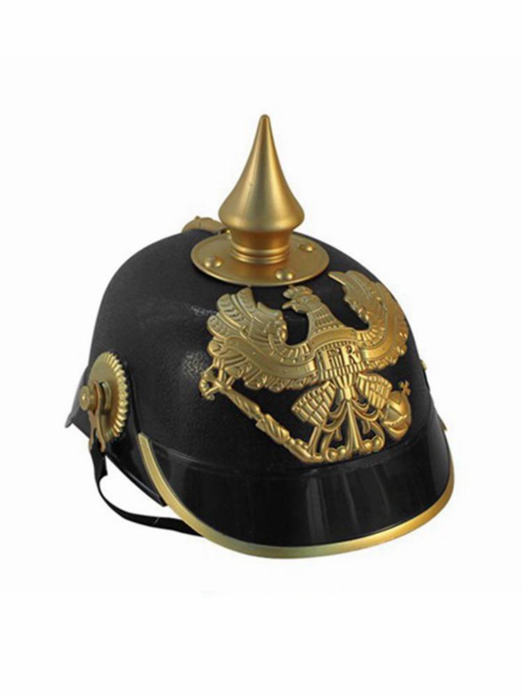 Jianjiao Prussian helmet with lamps with lamps German officer hat kindergarten role -playing game performance props
