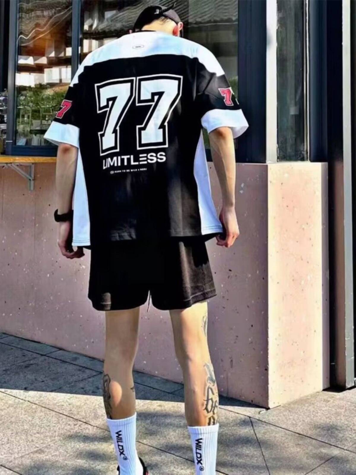X TNF mdns ice hockey suit American short -sleeved male retro sports stitching rugby uniform hip -hop basketball T -shirt