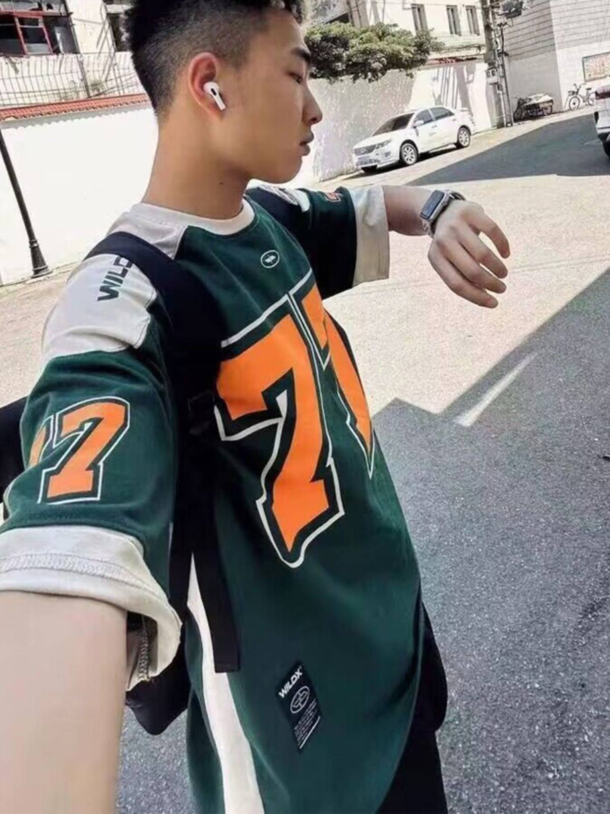 X TNF mdns ice hockey suit American short -sleeved male retro sports stitching rugby uniform hip -hop basketball T -shirt