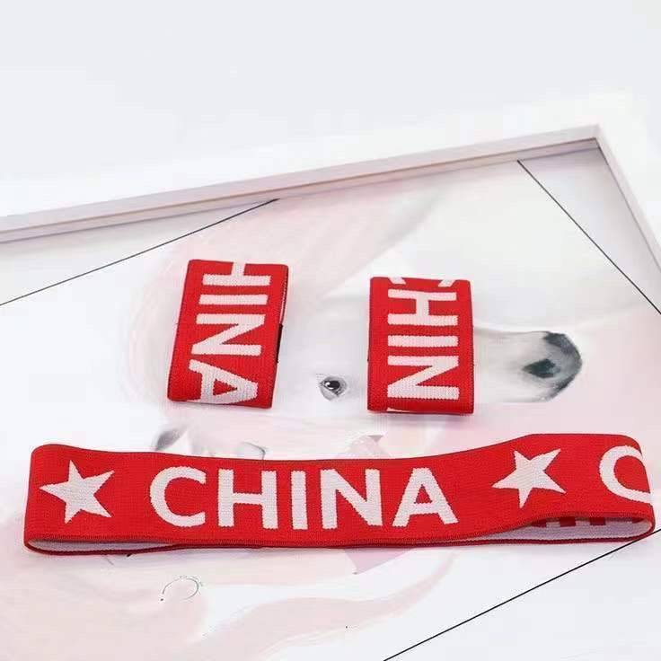 Chinese English white -character hairband+wrist care
