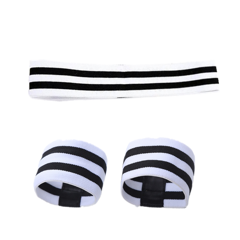 Black and white striped hairband+wrist care