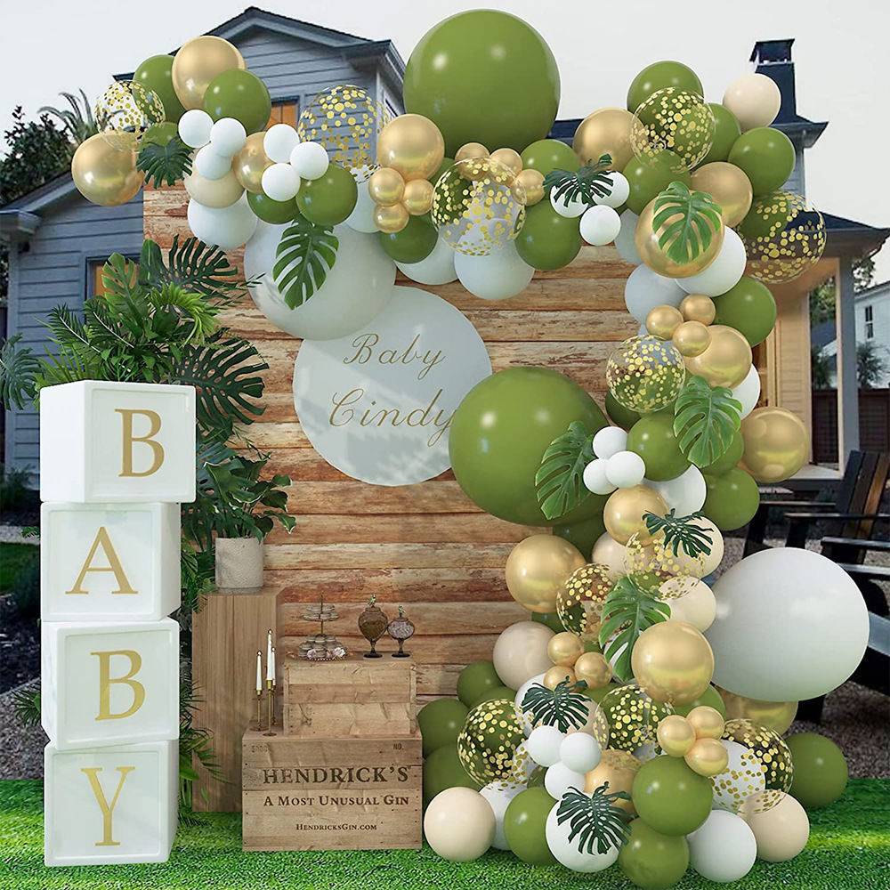 Liuyi Arch Olive Green Balloon Set Arched Flower Ring Summer Birthday Party Decoration Products Manufacturer Direct Sales