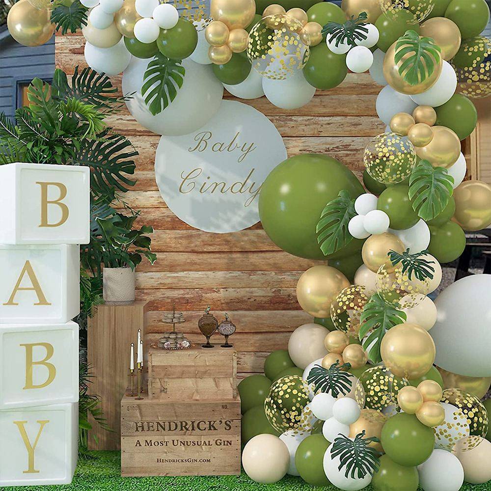 Liuyi Arch Olive Green Balloon Set Arched Flower Ring Summer Birthday Party Decoration Products Manufacturer Direct Sales